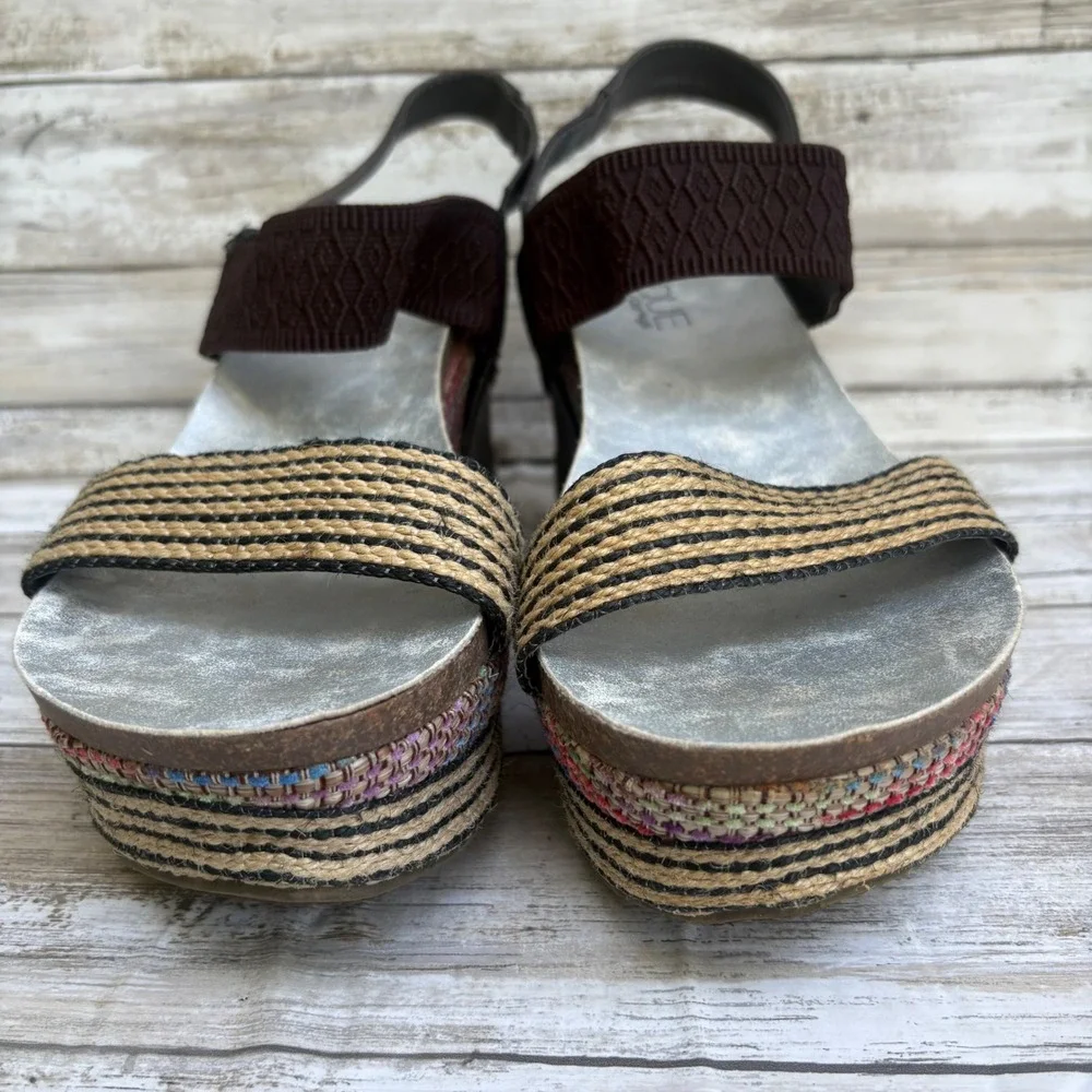 Boutique by Corkys India Wedge Sandals 11 Brown Colorful Platform Studded Boho
